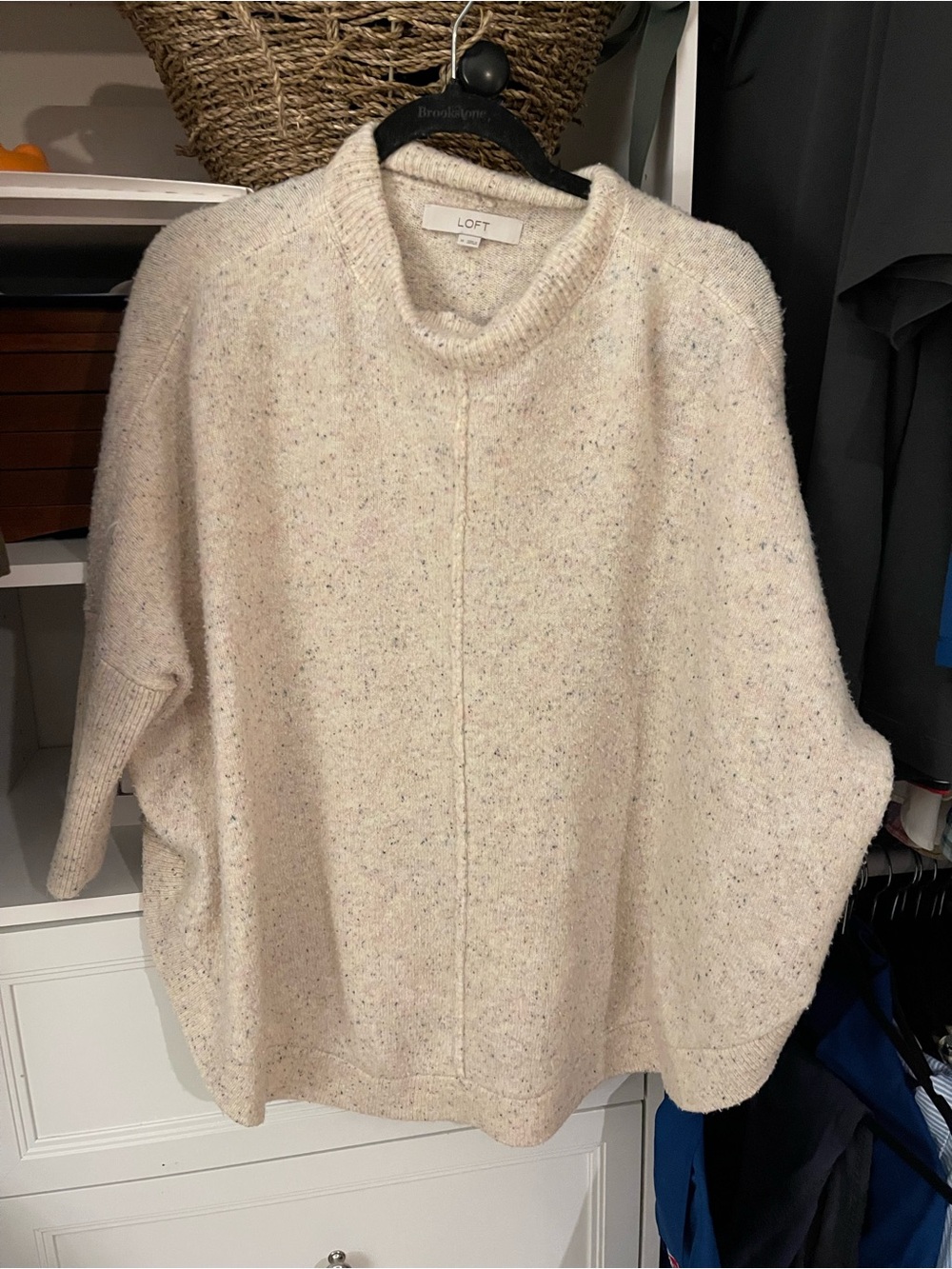 LOFT Cream Speckled Scoopneck Sweater